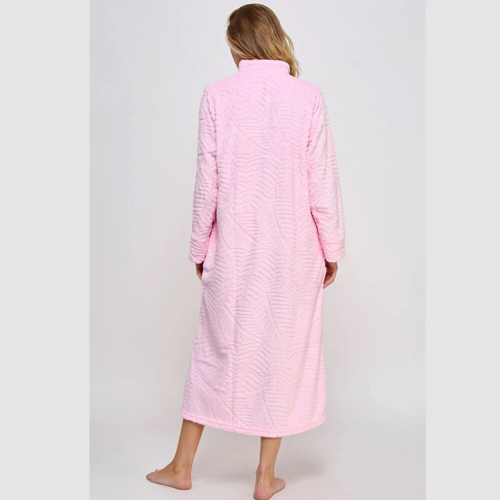 Jacquard Sabrina Collared Zip Front Robe - Picture 2 of 8